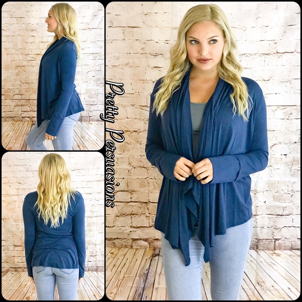 NWT Open Front Long Sleeve Light Draped Cardigan - Picture 1 of 3