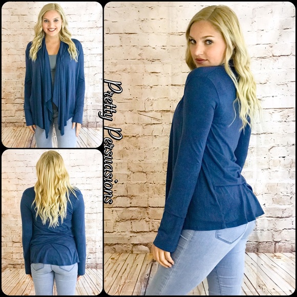 NWT Open Front Long Sleeve Light Draped Cardigan - Picture 2 of 3