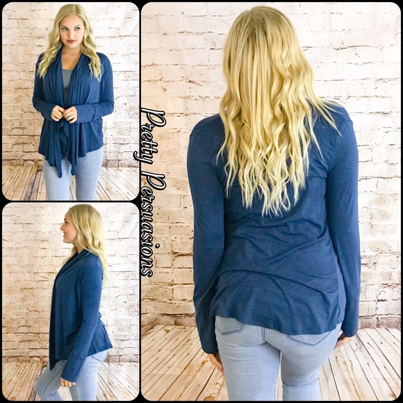 NWT Open Front Long Sleeve Light Draped Cardigan - Picture 3 of 3