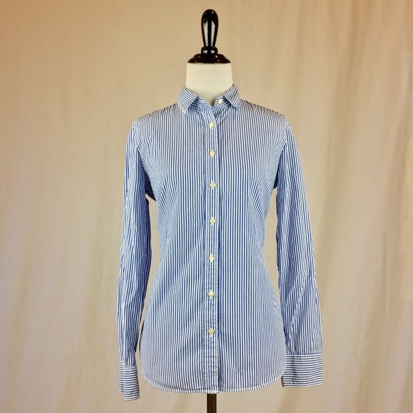 J.Crew Factory Haberdashery Shirt Blue Stripe - Picture 2 of 8