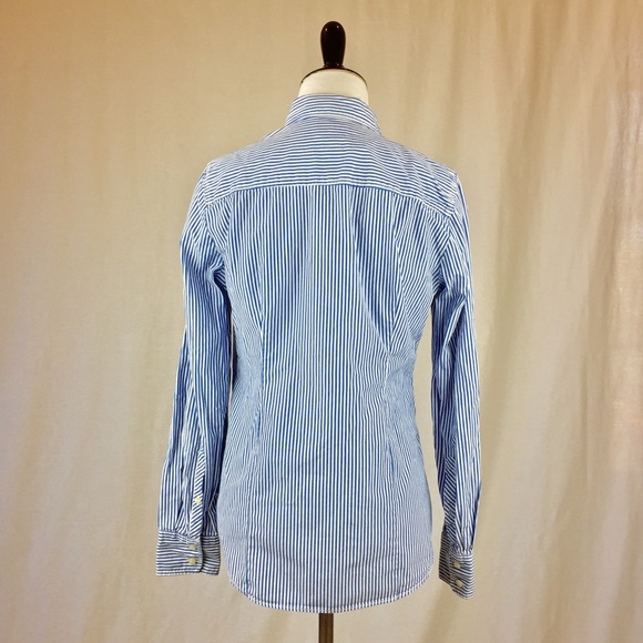 J.Crew Factory Haberdashery Shirt Blue Stripe - Picture 4 of 8