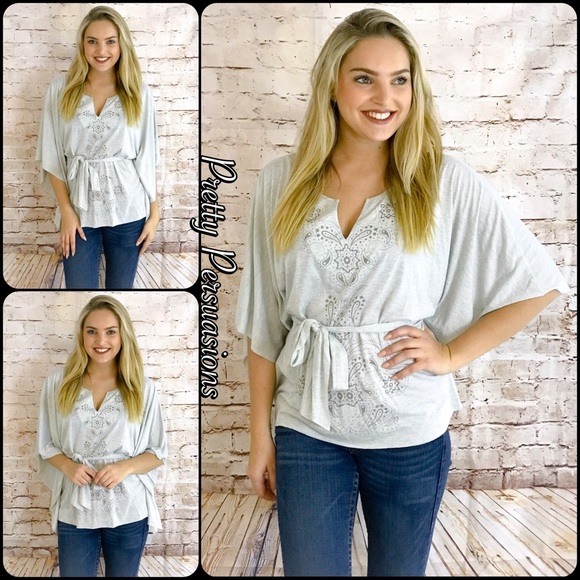 Kimono Flutter Slv Floral Paisley Top - Picture 4 of 4