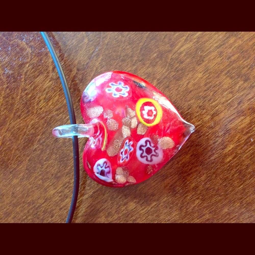 Red Glass Heart Necklace