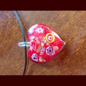 Red Glass Heart Necklace