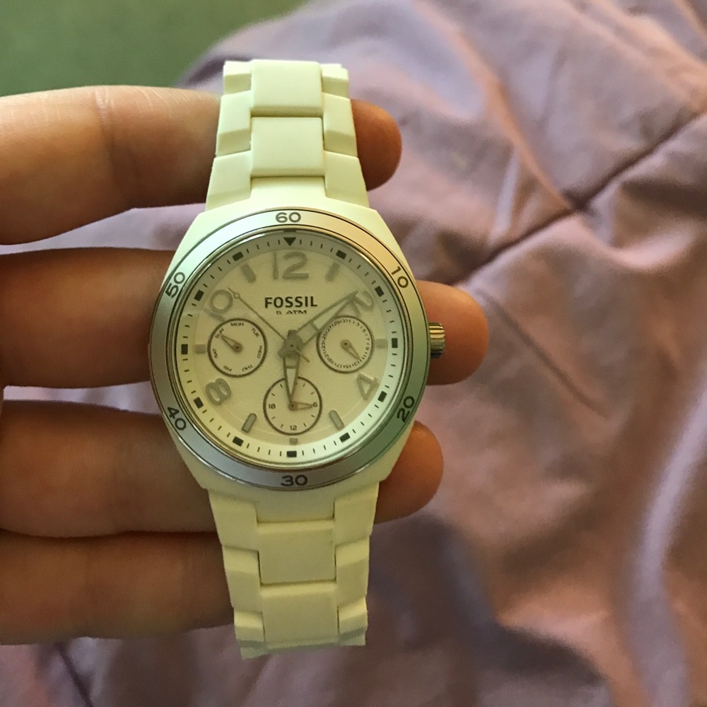 White Fossil watch