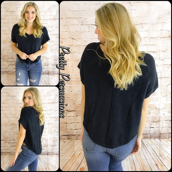 SALE‼️ NWT Free People Charcoal Slouchy Knit Top - Picture 4 of 5