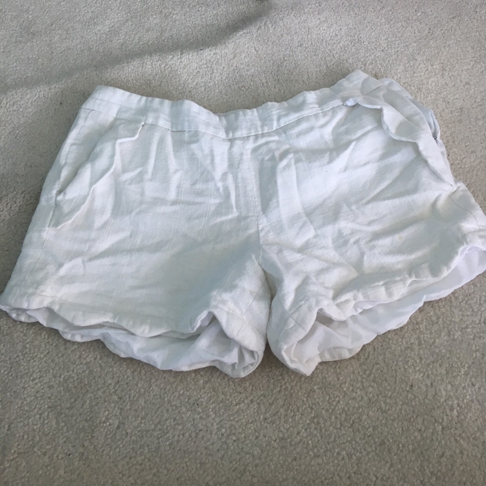 Cynthia Rowley White Scalloped Shorts