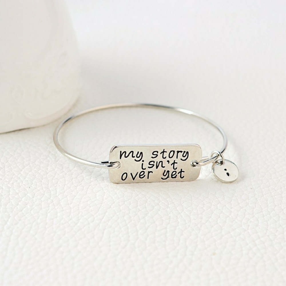 Inspirational Silver Bangle Bracelet