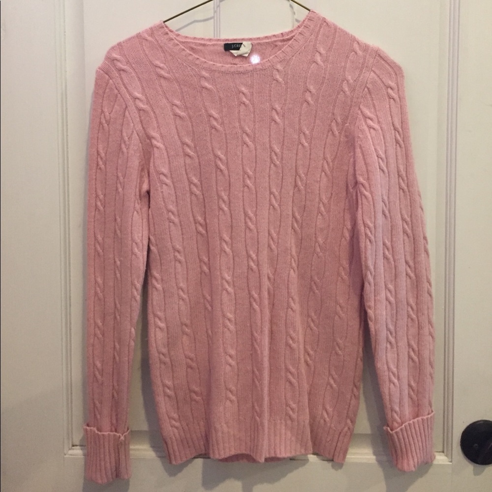 J. CREW wool / cashmere cable knit sweater pink XS