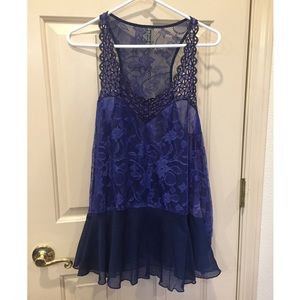 Free People Blue Gauze Romantic Slip sz M