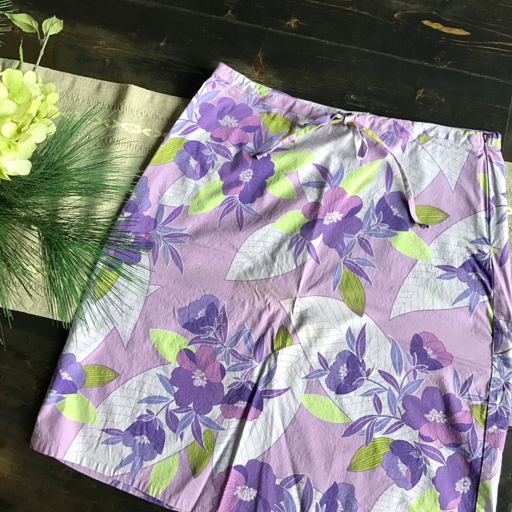 Tropical floral drawstring skirt m/l