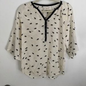 Cream and Black Elephant Blouse