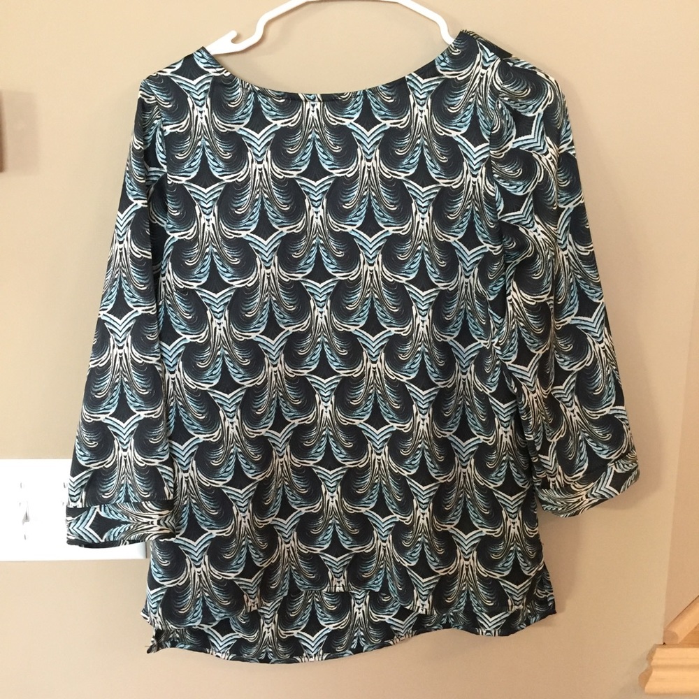 The Limited silky blue peacock print top, small