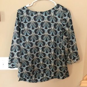 The Limited silky blue peacock print top, small