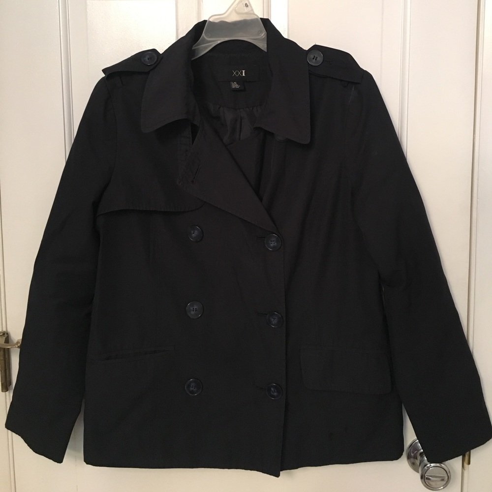 Black button up coat jacket