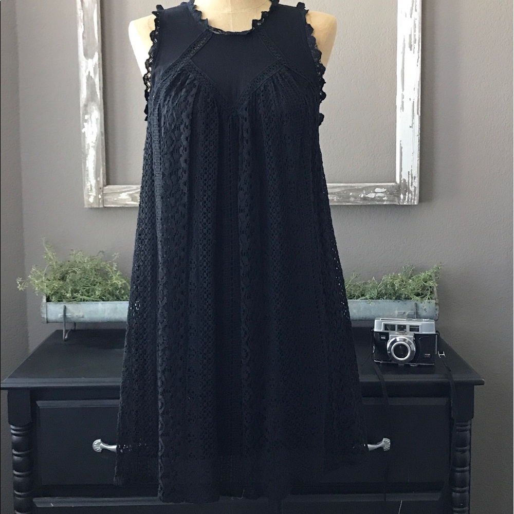 Black crochet baby doll dress.
