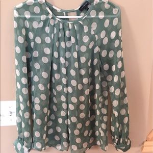 The Limited silky green polka dot top, small