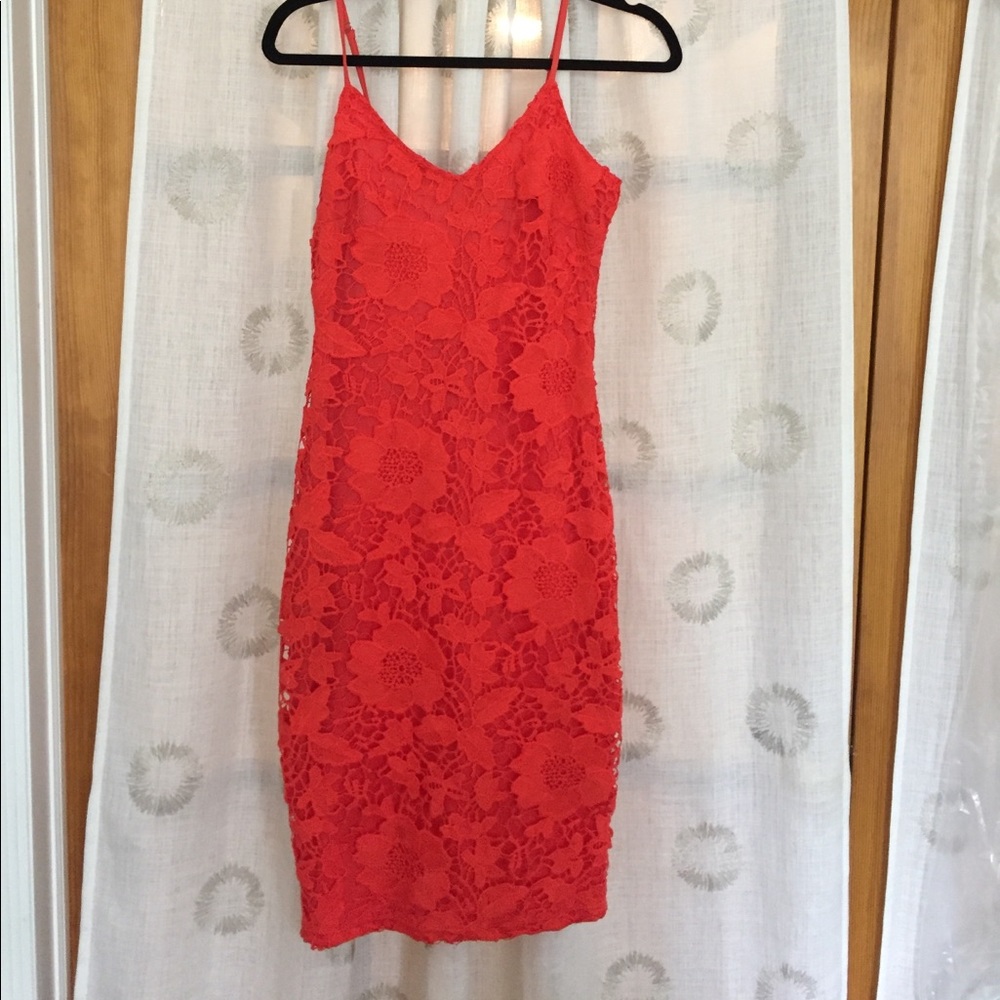 Bright Coral Lace Dress