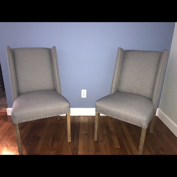 Two Linen, Armless, Living Room Slipper Chair. - Picture 1 of 4