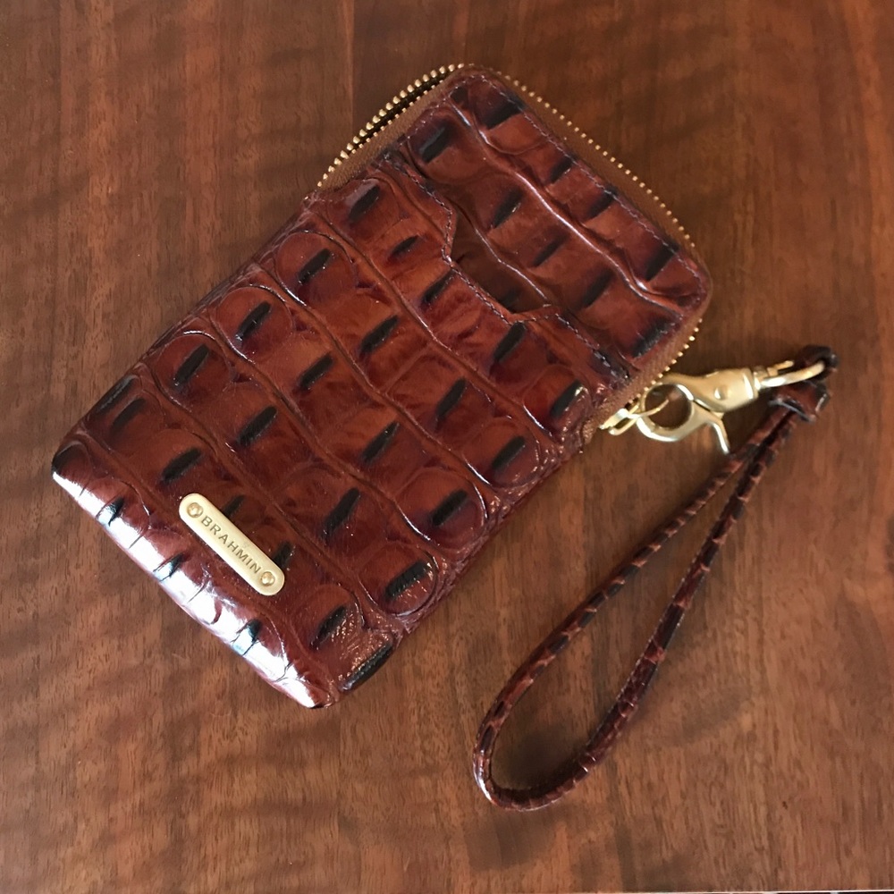 Brahmin Pecan Wristlet--Perfect for your phone!
