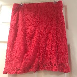 Hot pink lace skirt