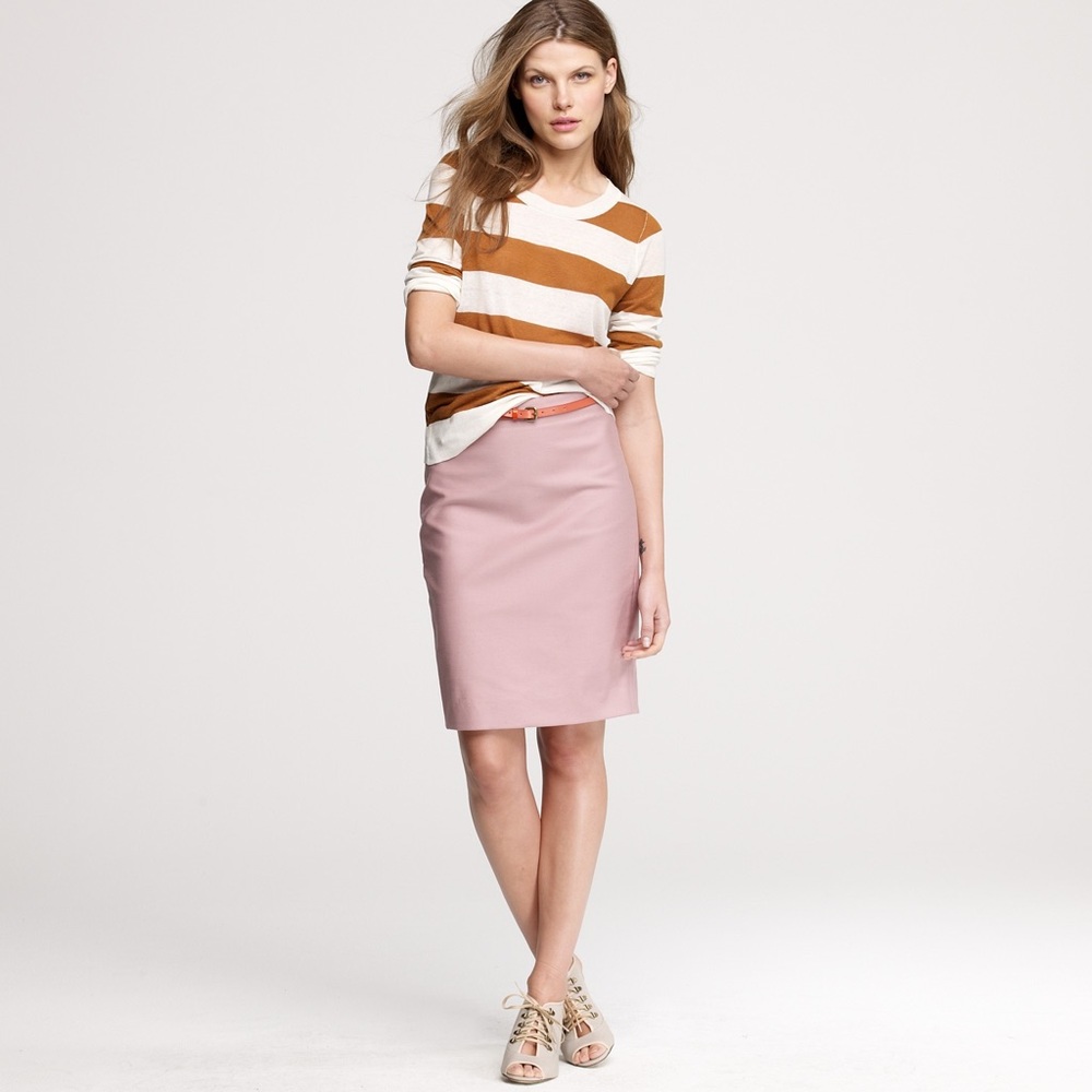 JCrew pink No. 2 pencil skirt double-serge cotton