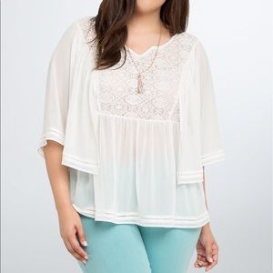Torrid Chiffon Lace Inset Blouse