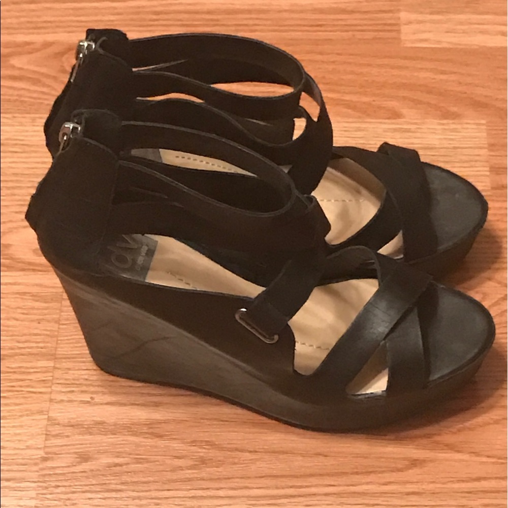 Black Wedge Sandals