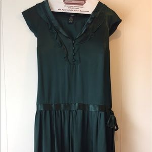 Green silk dress