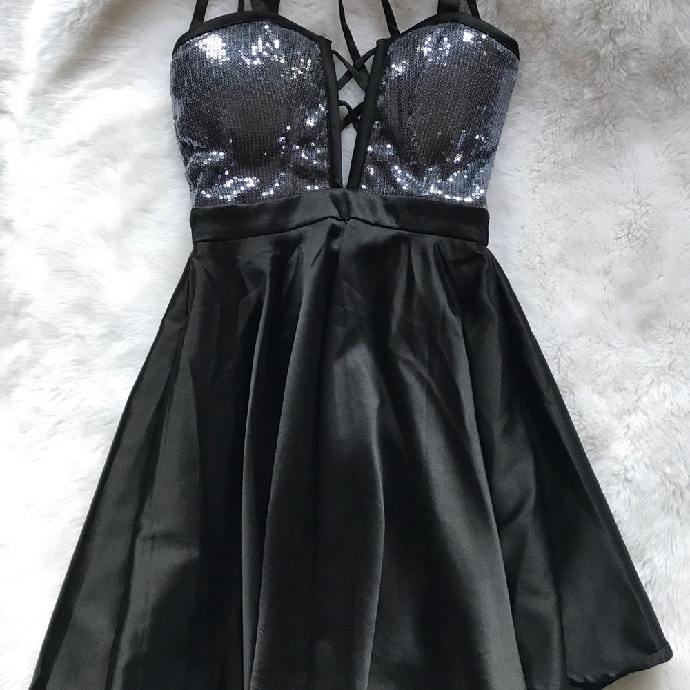 Sparkly lace-up short dress