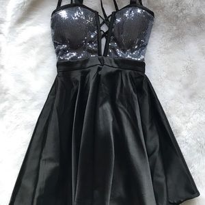 Sparkly lace-up short dress