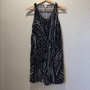 Black with white stripes romper