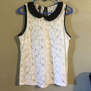 Maurice's black/white lace sleeveless top. Large