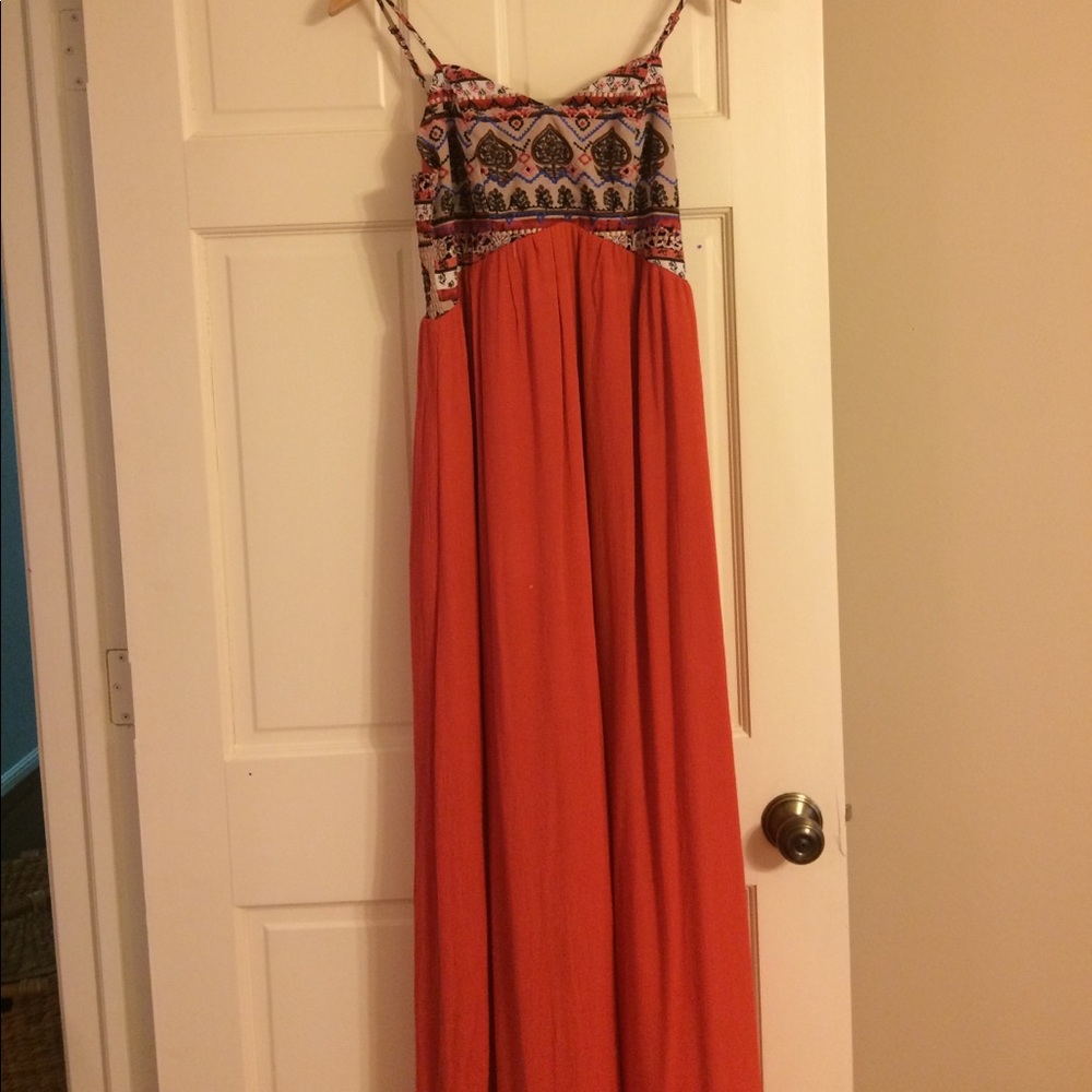 Orange plus multicolored maxi dress