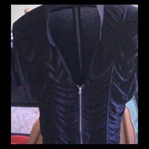 Black Ruched sexy v necked zipper top-Torrid