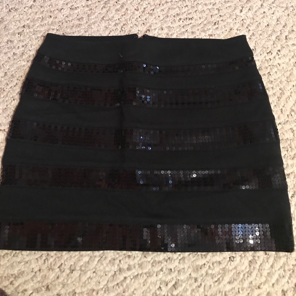 Black sequin midi skirt