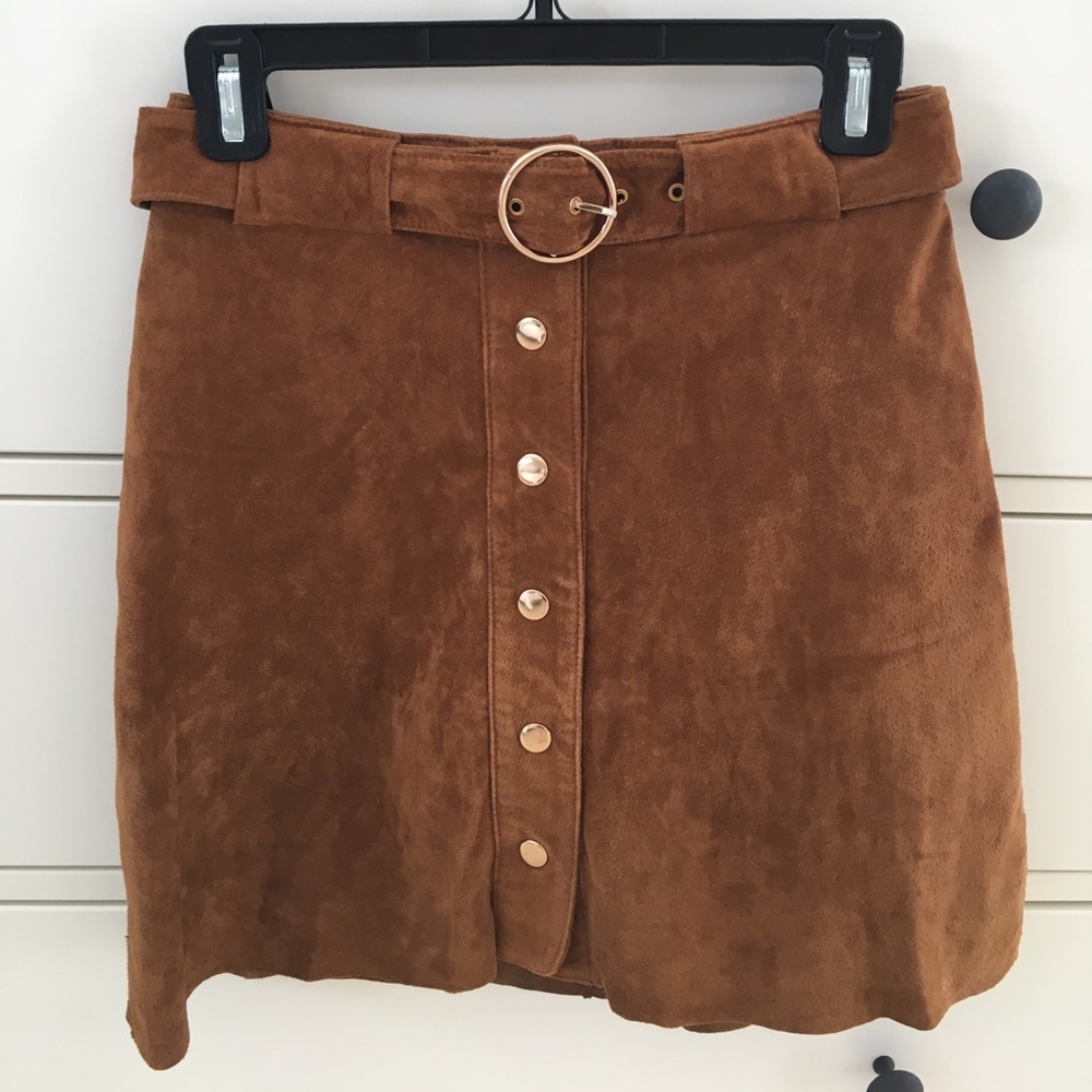 Zara Suede button-down Mini Skirt