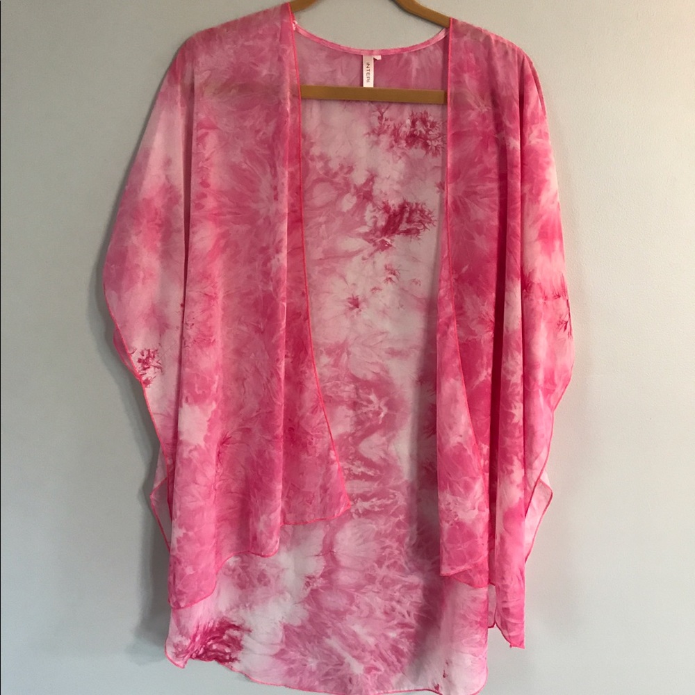Sheer tie-dye kimono