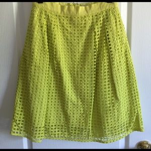 Loft Chartreuse Eyelet Skirt
