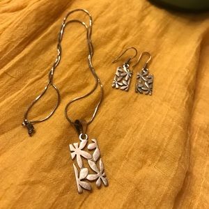 Sterling silver Hawaiian necklace & earring set