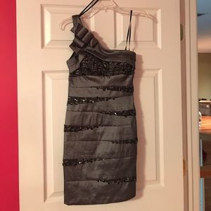 One strap evening dress