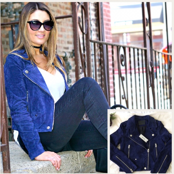 SL8 Jackets & Blazers - Genuine Suede Moto Jacket Blue