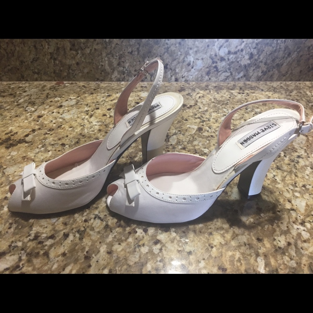 Steve Madden White Leather Heels