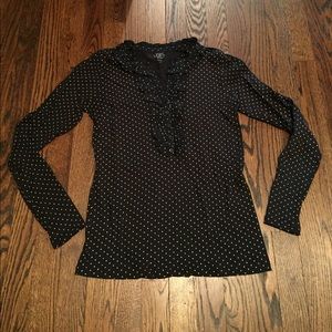 Ruffle Collar Dot Shirt