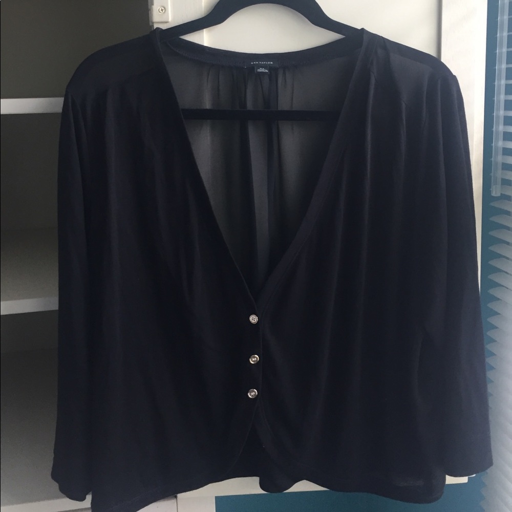 ANN TAYLOR mixed media cardigan shrug