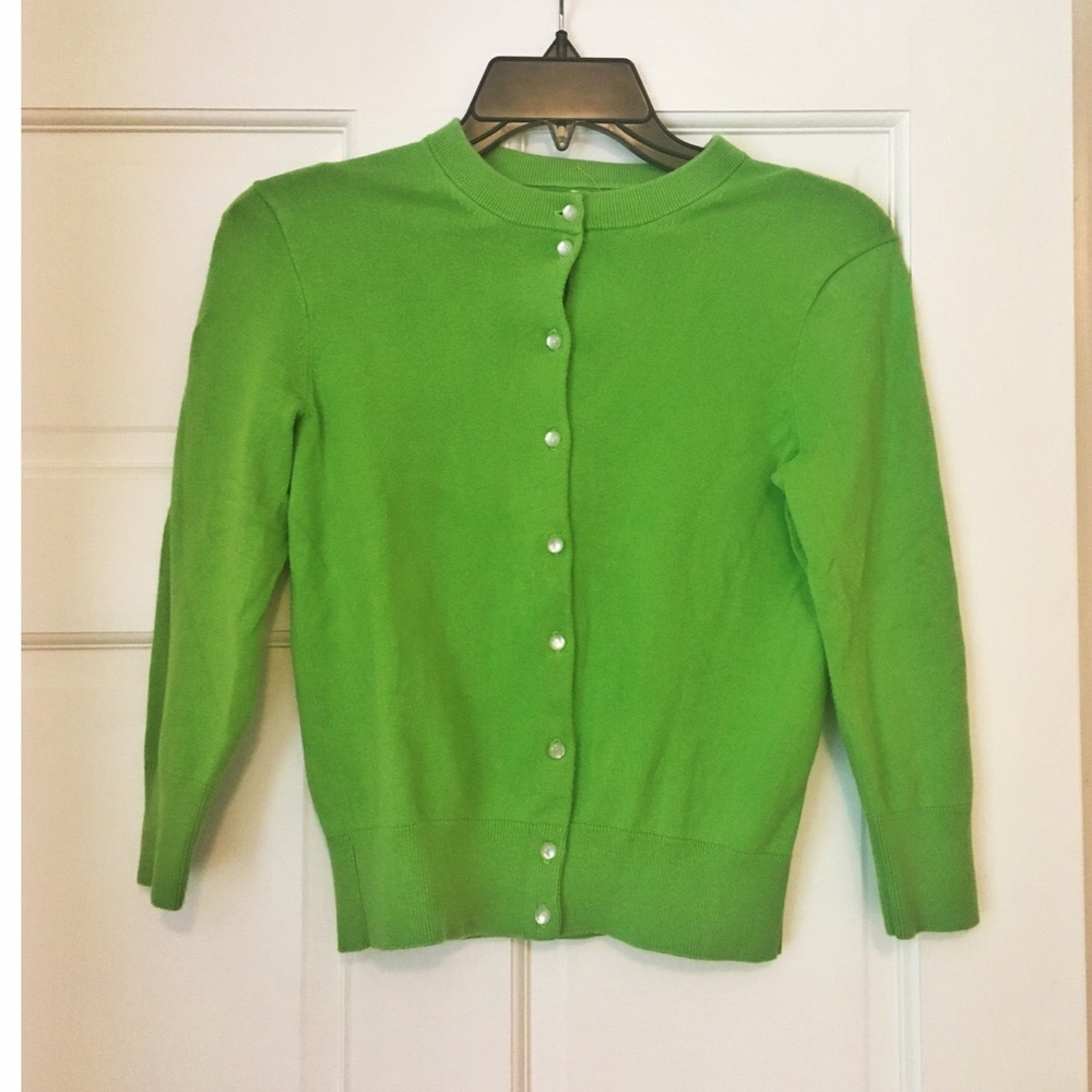 JCrew Jackie cardigan in bright green