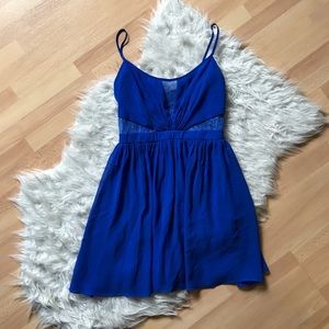 Royal Blue Dress with Lace Pattern