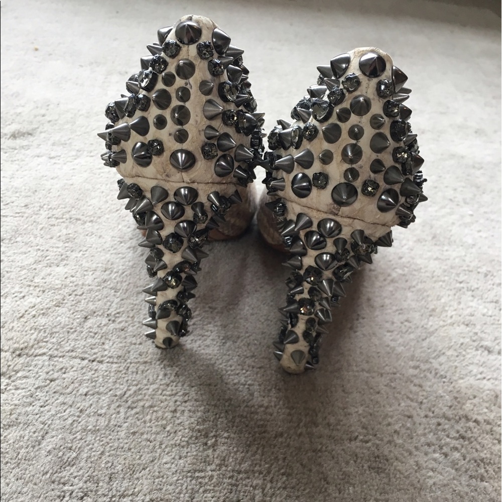 Sam Edelman White Crocodile Studded Heels