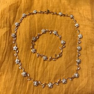 Pristine rhinestone necklace and bracelet set