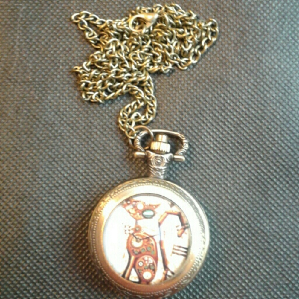 Bronze steampunk watch necklace